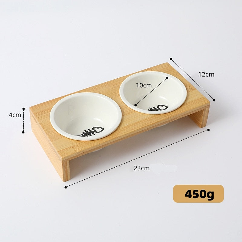 Cats Feeder Cat Bowl Pet Food Water Bowls Single Double Ceramic Tableware Bamboo Frame Antiskid Pets Supplies Accessories - Premium all pets - Just $25.65! Shop now at Animal Bargain