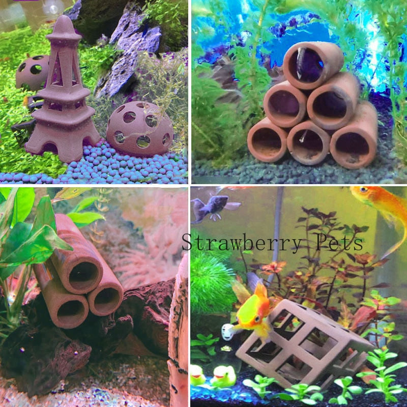 Ceramic Aquarium Decoration Fish Shrimps Shelter House Pottery Scorpion House Canister Simulation Stone Fish Tank Decor Great - Premium Fish - Just $27! Shop now at Animal Bargain