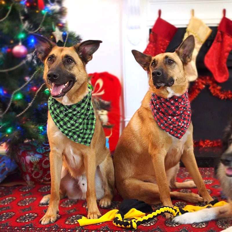 Christmas Dog Bandana Plaid Dogs Bibs Large Pet Scarf  Adjustable Cat Banadas Scraf Pet Cats Costume Christmas Dog Accessories - Premium all pets - Just $29.70! Shop now at Animal Bargain