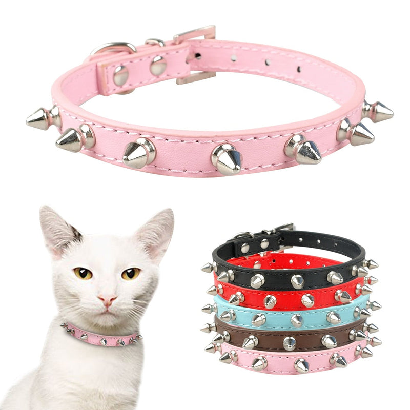 Cool Cat Dog Collar Cats Dog Leather Spiked Studded Collars For Small Medium Dogs Cats Chihuahua 5 Colors - Premium all pets - Just $29.70! Shop now at Animal Bargain