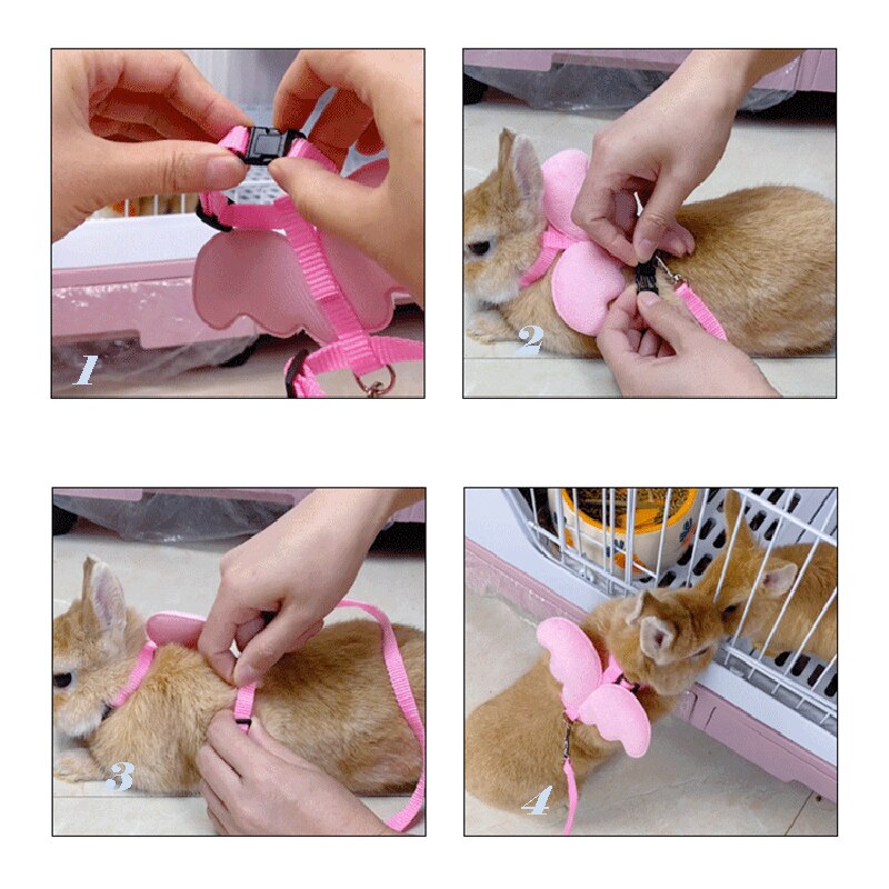 Cute Angel Wing Pet Rabbit Harness and Leash for Cats Rabbits Personalized Rabbit Harnesses Bunny Accessories Hamster Clothes - Premium all pets - Just $29.70! Shop now at Animal Bargain