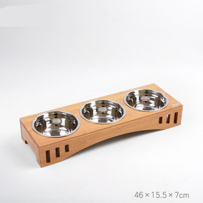 Dog Bowl Bamboo Holder Cat Feeder Ceramic Dog Double Bowls Stainless Steel Puppy Feeder Detachable Pet Bowl - Premium all pets - Just $17.55! Shop now at Animal Bargain