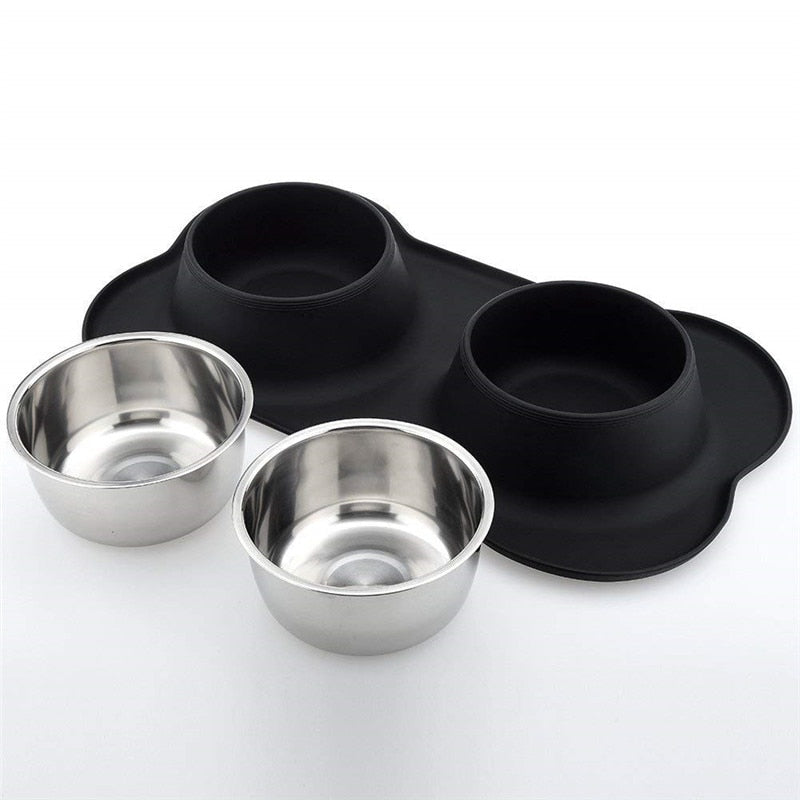 Dog Bowls Stainless Steel Dog Bowl with No Spill Non-Skid Silicone Mat Feeder Bowls Pet Bowl for Dogs Cats and Pets - Premium all pets - Just $17.55! Shop now at Animal Bargain
