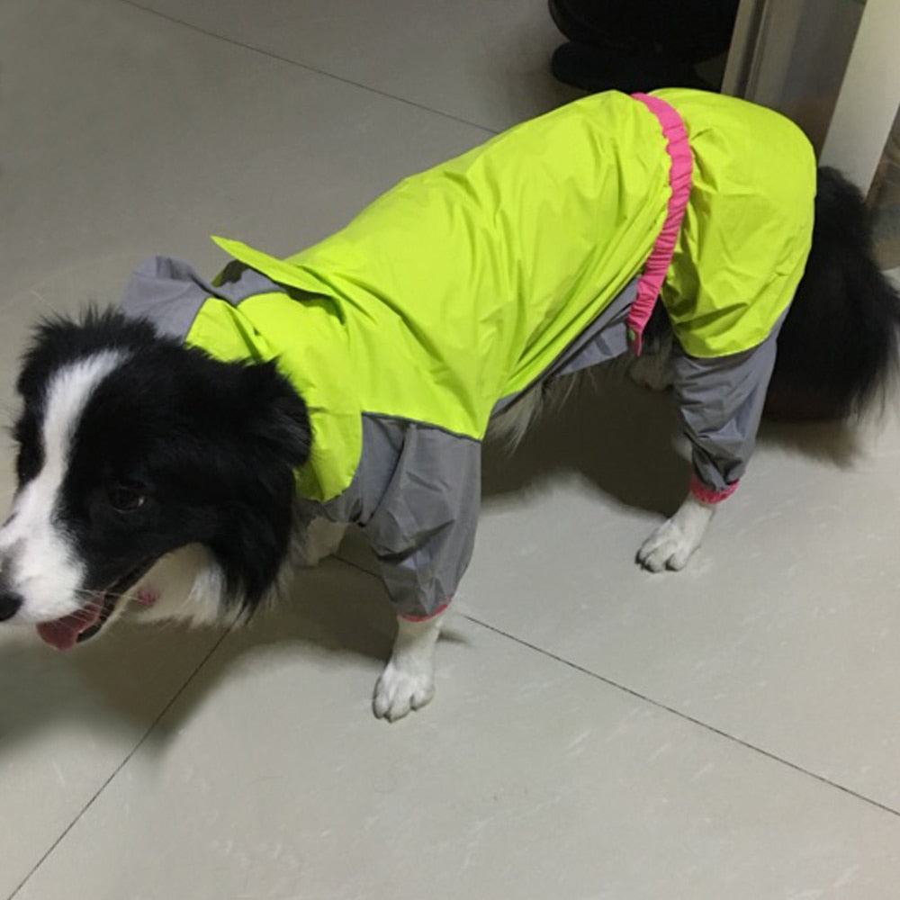 Dog Raincoat Reflective Dogs Rain Coat Dog Clothes Hoodies Waterproof Jumpsuit Rainwear Clothes for Large Dogs Labrador S-2XL - Premium all pets - Just $39.15! Shop now at Animal Bargain