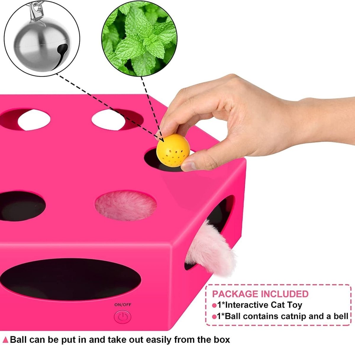 FluffyDream Interactive Cat Maze Box Toy, Electrical Cat Exercise Teaser Toy with Plush Tail & Ball Contains Bells, Fluffy Toys, Toys for Indoor Cats, Pets, Kitten, Kitty, Pink - Premium Beds - Just $91.37! Shop now at Animal Bargain