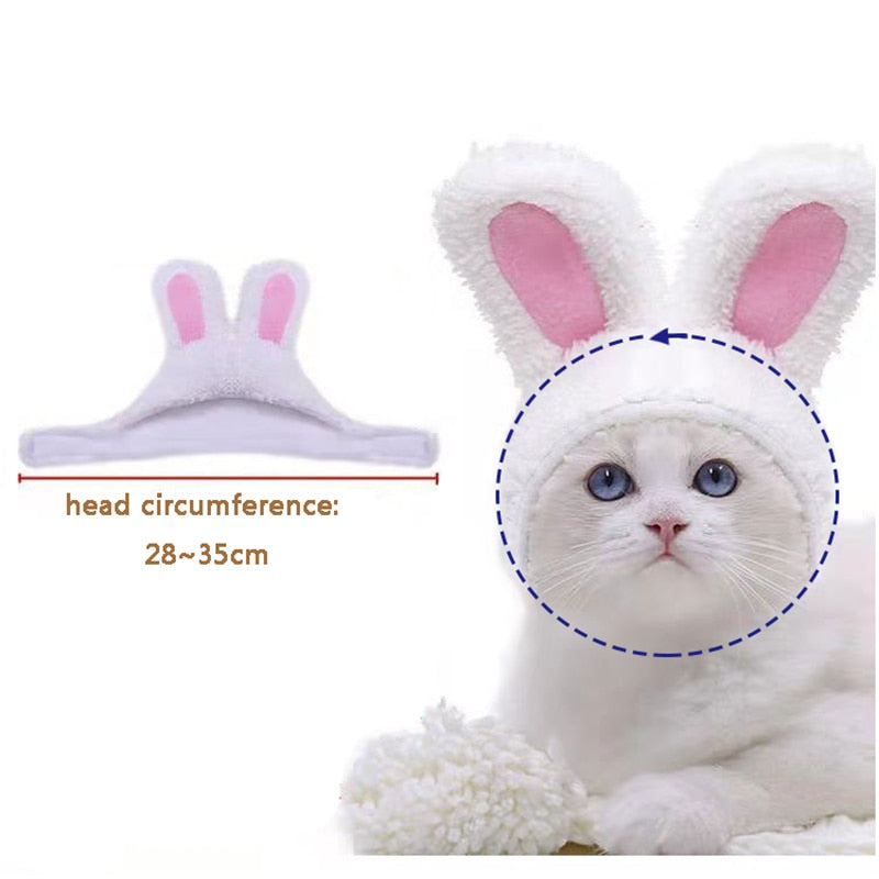 Funny Cat Headgear Cute Rabbit Ears Cap for Cats Warm Plush Pet Hat Christmas Cosplay Props PhotoProp Kitten Headwear Supplies - Premium all pets - Just $27! Shop now at Animal Bargain