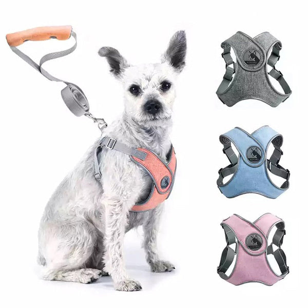 Reflective Dog Harness And Leash Set Pet Puppies Cat Vest Harness Dog Soft Breathable Mesh Chest Strap for Small Medium Dogs - Premium all pets - Just $35.10! Shop now at Animal Bargain