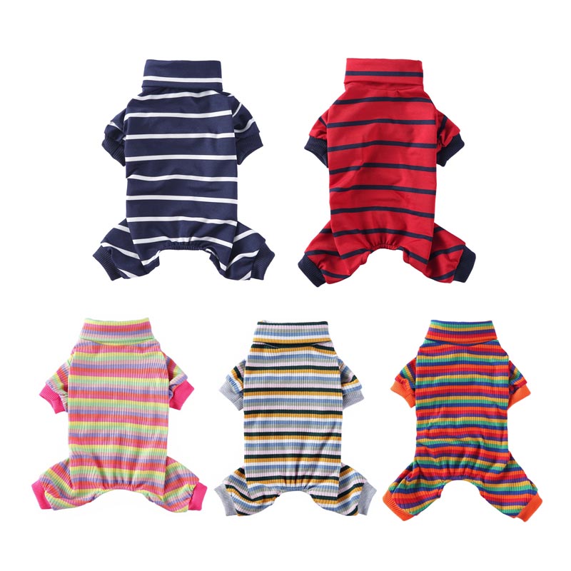 Striped Overalls for Dogs Winter Turtleneck Pajamas Pet Clothes for Small Dogs Polyester Dog Bathrobe Rompers Cat Clothing - Premium Apparel + outfits - Just $35.10! Shop now at Animal Bargain