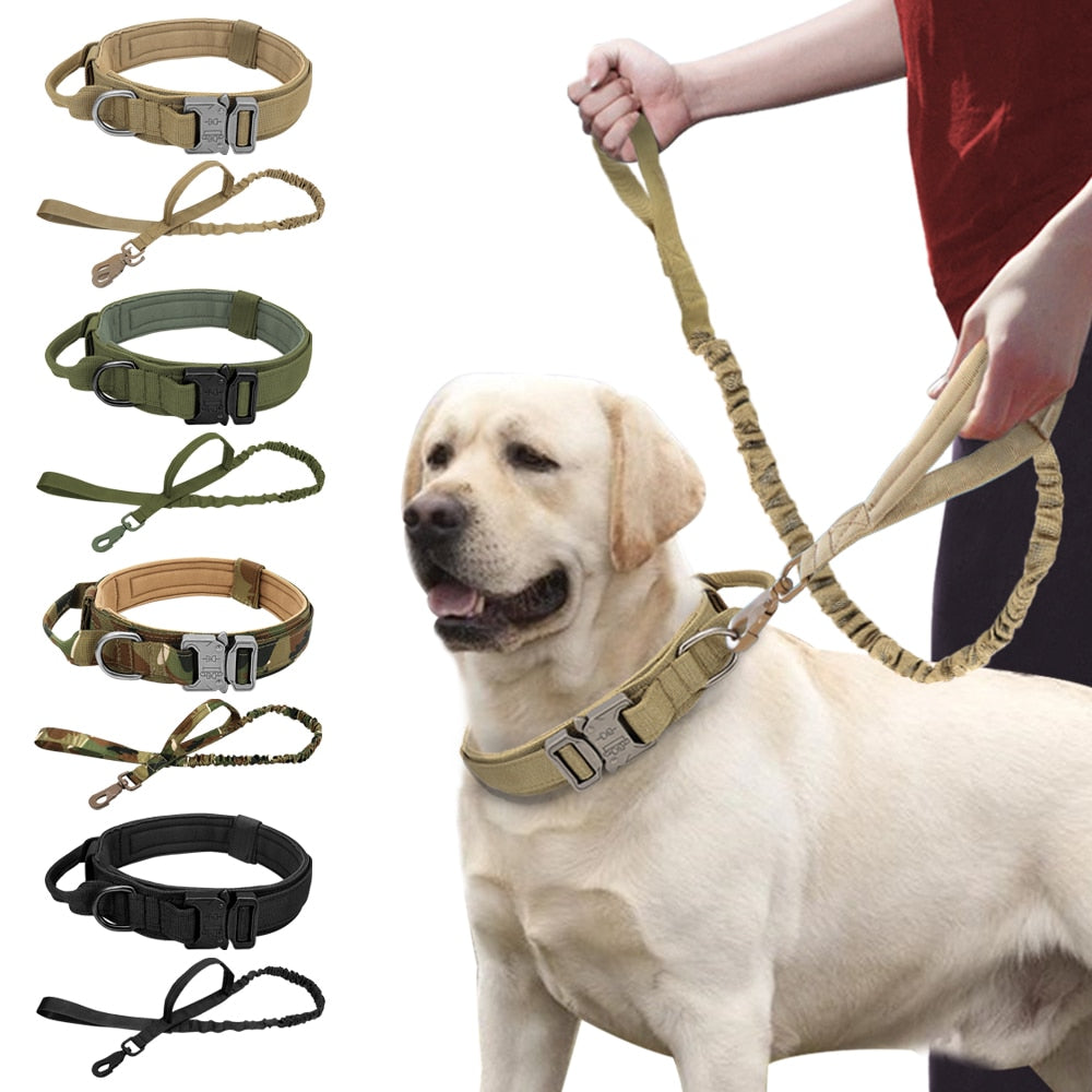 Strong Dog Military Tactical Collar Pet Bungee Leash Durable Nylon Pet Training Collars With Handle Large Dogs French Bulldog - Premium all pets - Just $16.20! Shop now at Animal Bargain