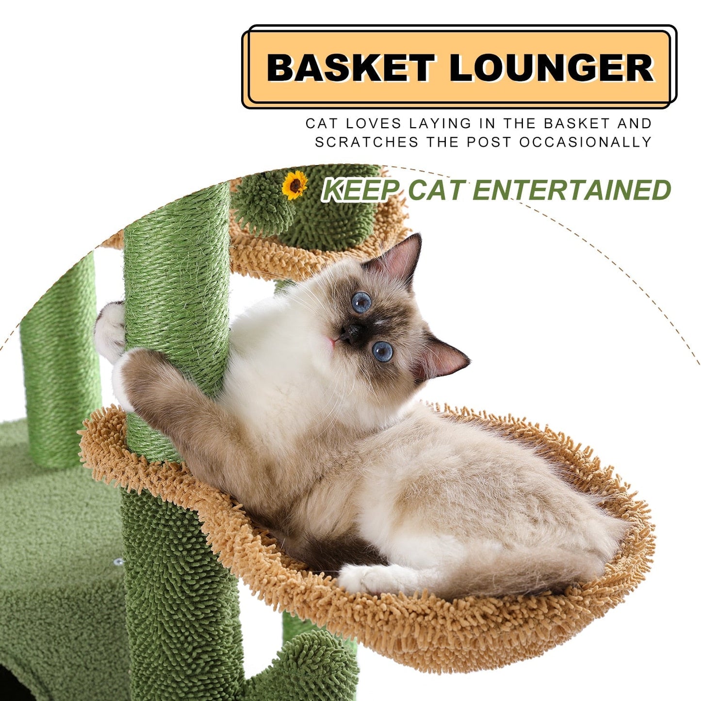 H90.5CM Cactus Cat Tree with Natural Sisal Scratching Post Board for Cat Perch Condo Kitty Play House rascador gato arbre à chat - Premium all pets - Just $68.85! Shop now at Animal Bargain