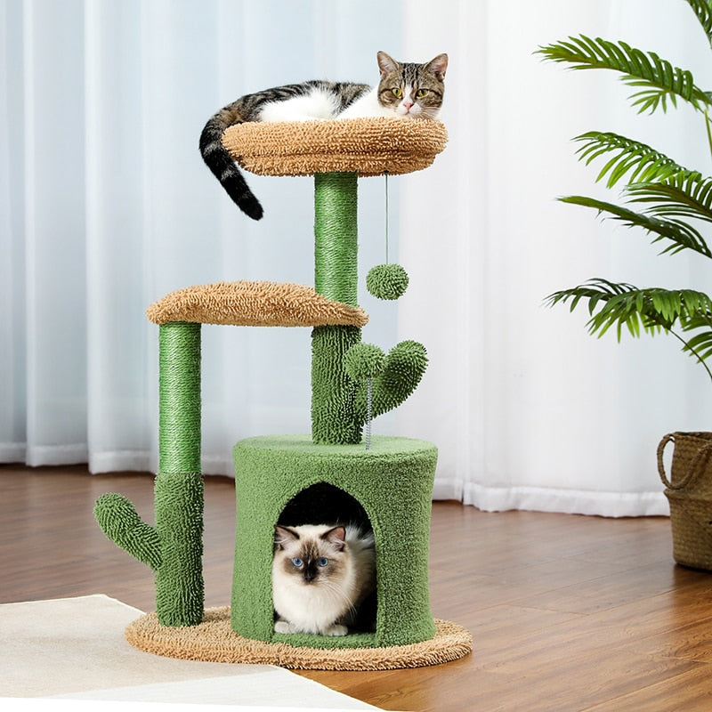 H90.5CM Cactus Cat Tree with Natural Sisal Scratching Post Board for Cat Perch Condo Kitty Play House rascador gato arbre à chat - Premium all pets - Just $68.85! Shop now at Animal Bargain