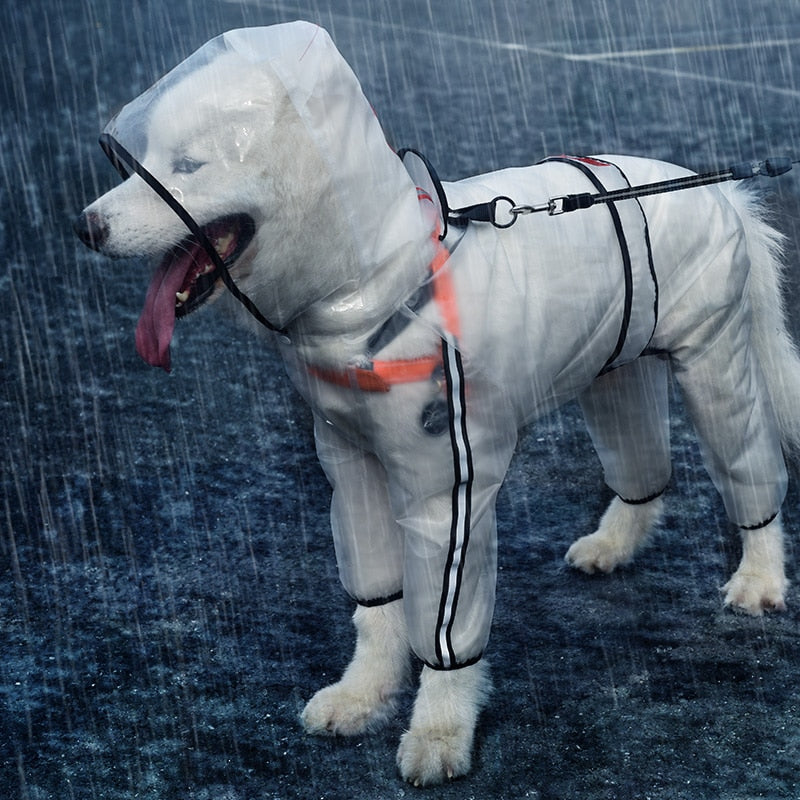 HOOPET Pet Raincoat Puppy Four Feet Hooded Transparent Waterproof Teddy Large Dog Rain Out Clothes for Animals - Premium all pets - Just $16.20! Shop now at Animal Bargain