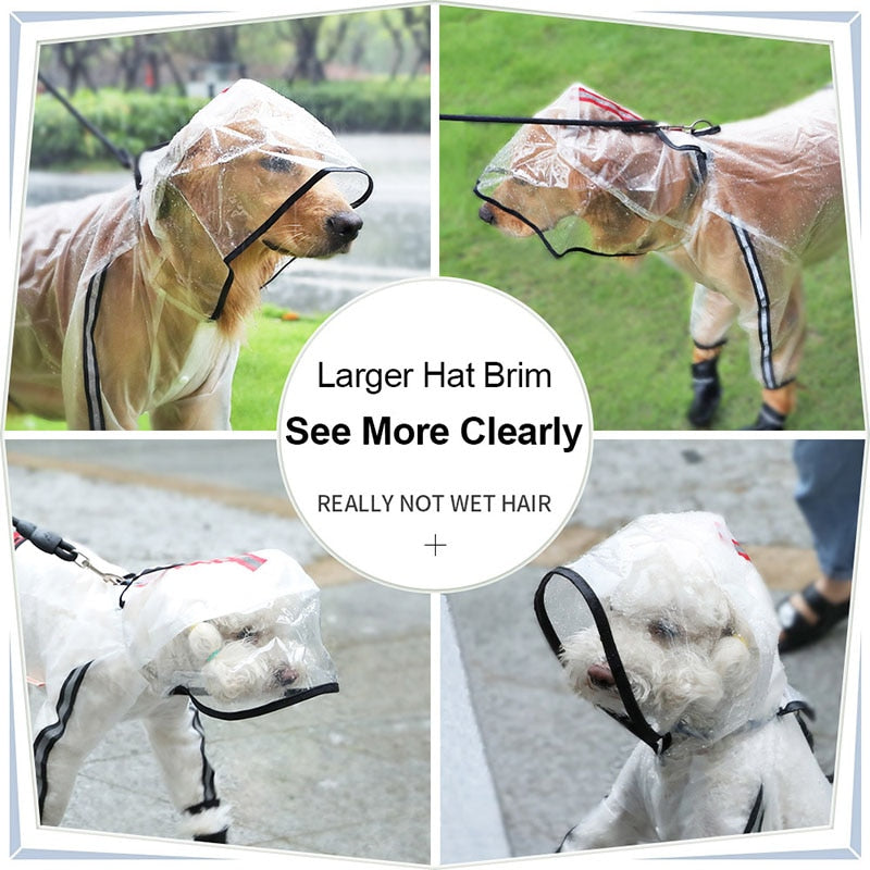 HOOPET Pet Raincoat Puppy Four Feet Hooded Transparent Waterproof Teddy Large Dog Rain Out Clothes for Animals - Premium all pets - Just $16.20! Shop now at Animal Bargain