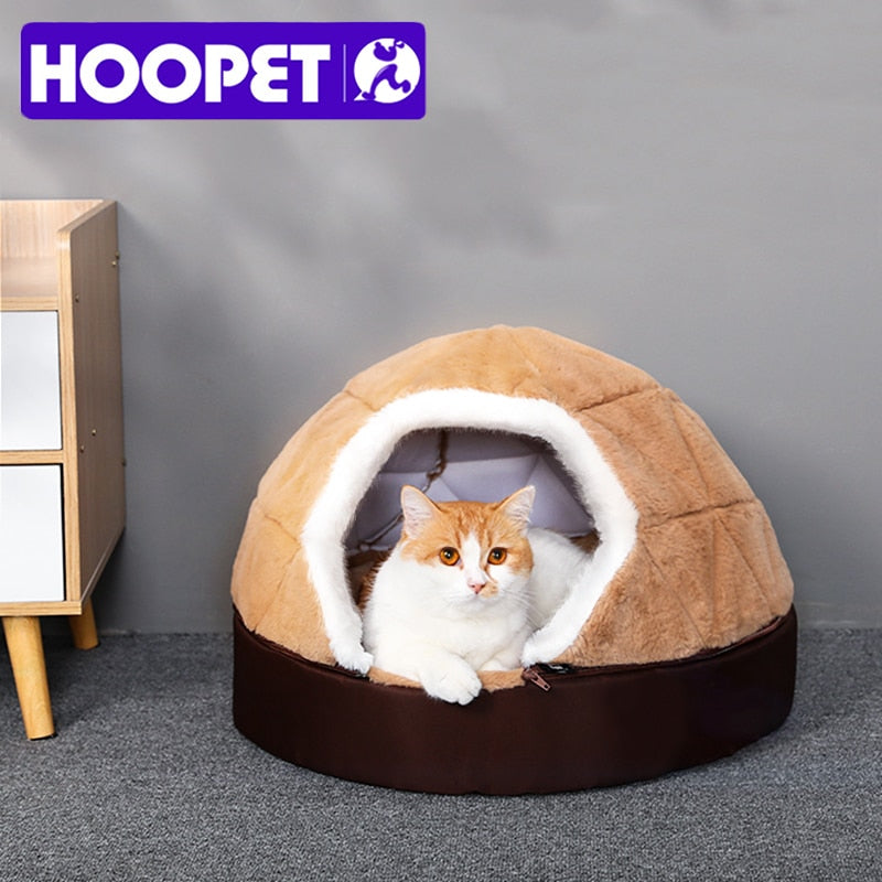 HOOPET Warm Cat Bed House  Bed for cat puppy Disassemblability Windproof Pet Puppy Nest Shell Hiding Burger Bun for Winter - Premium Beds - Just $40.50! Shop now at Animal Bargain