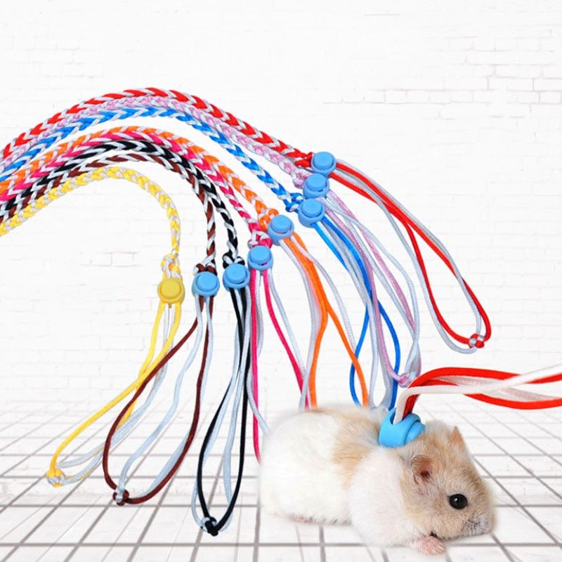 1.4m 2.0m Adjustable Pet Hamster Leash Harness Rope Gerbil Cotton Rope Harness Lead Collar for Rat Mouse Hamster Pet Cage Leash - Premium all pets - Just $25.65! Shop now at Animal Bargain