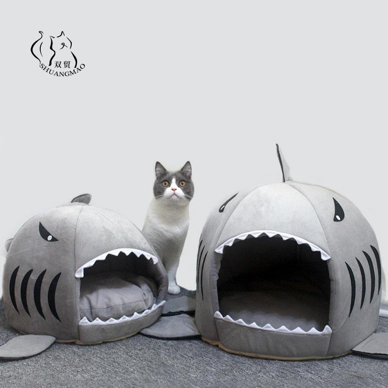 Hot Cat Mat Shark Shape House Warm Kennel Kittens Bed One Mats Two Usages Kennel Cat Beds Outdoor Tent Pet Products Cats Basket - Premium Beds - Just $29.70! Shop now at Animal Bargain