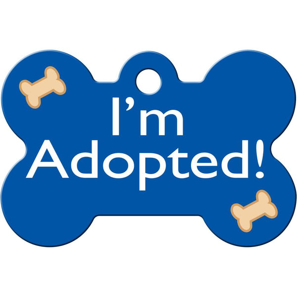 I'm Adopted Blue Pet ID Tag - Large Bone - Premium all pets - Just $27.65! Shop now at Animal Bargain