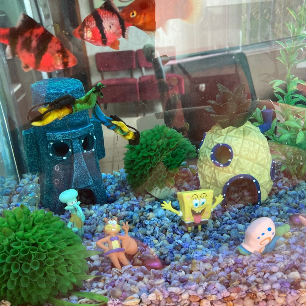 Kawaii Sponges Figure Bobs Patrick Star Toys Sets Cartoon Action Fish Tank Micro Landscape Decor Aquarium Toy Kids Gift - Premium Pet Toys - Just $37.85! Shop now at Animal Bargain