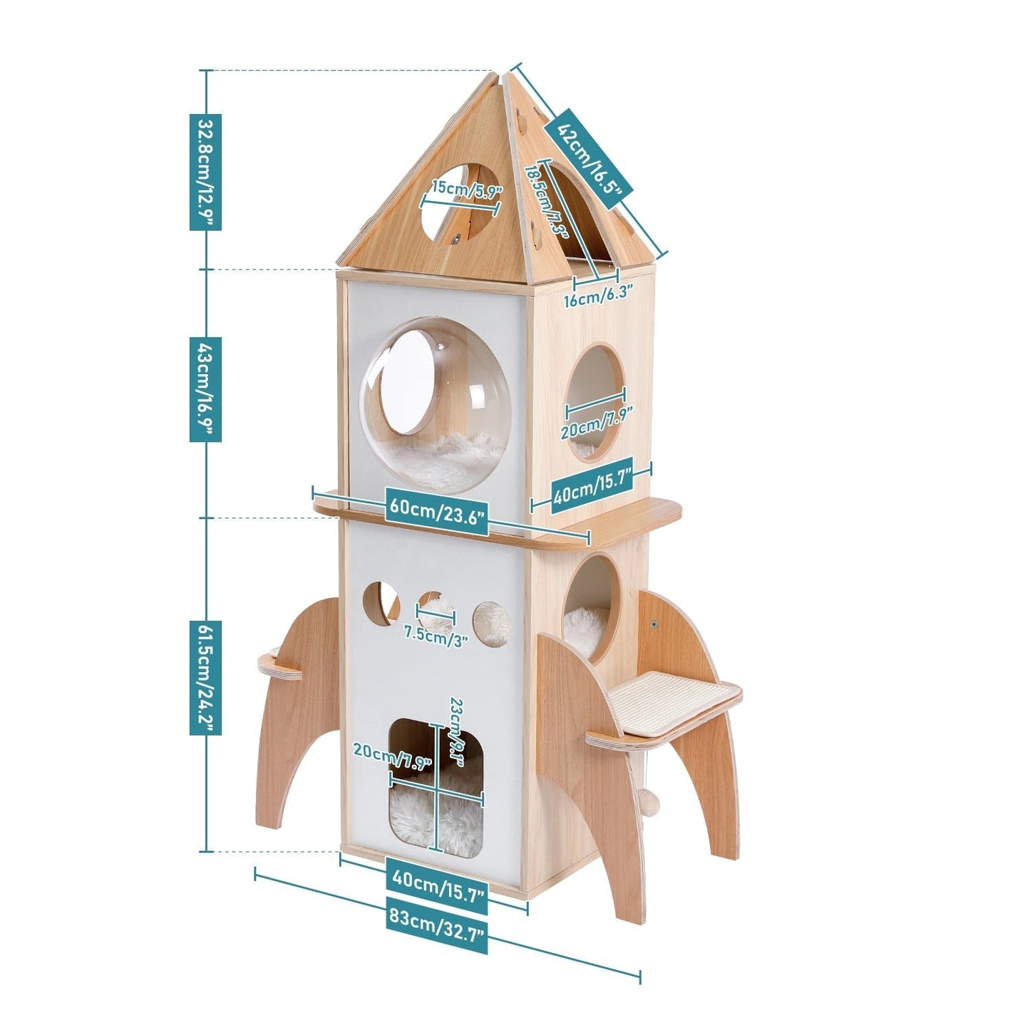 Modern Multilevel Cat Tree Scratching Sisal Posts Wooden Cat Towel Climbing Frame with Cozy Condos Luxury Nest - Premium Cat - Just $132.30! Shop now at Animal Bargain