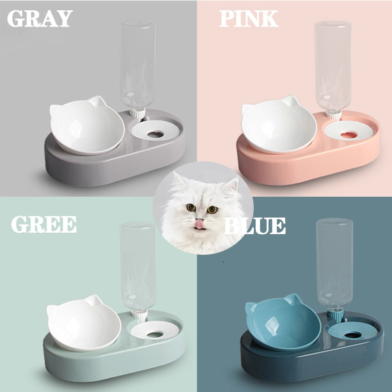 New 2-in-1 Cat Bowl Water Dispenser Automatic Water Storage Pet Dog Cat Food Bowl Food Container with Waterer Pet Waterer Feeder - Premium Cat - Just $35.10! Shop now at Animal Bargain