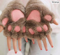 New Women Cute Cat Claw Paw Plush Mittens Warm Soft Plush Short Fingerless Fluffy Bear Cat Gloves Costume Half Finger Party Gift - Premium all pets - Just $28.35! Shop now at Animal Bargain