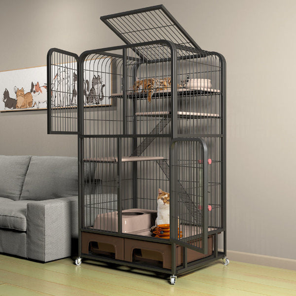Cat Cage Household Three-storey Cat Luxury Villa With Toilet Large Free Space Cat House Cat Cage - Premium  - Just $215! Shop now at Animal Bargain