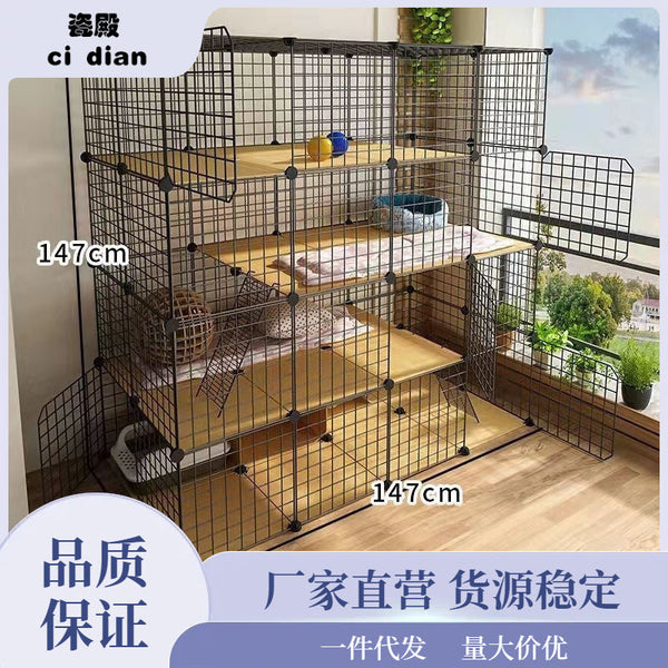 Cat Cage Two-Layer Cat Villa Household Indoor Super Large Free Space With Toilet Integrated Small Cat House - Premium  - Just $155! Shop now at Animal Bargain