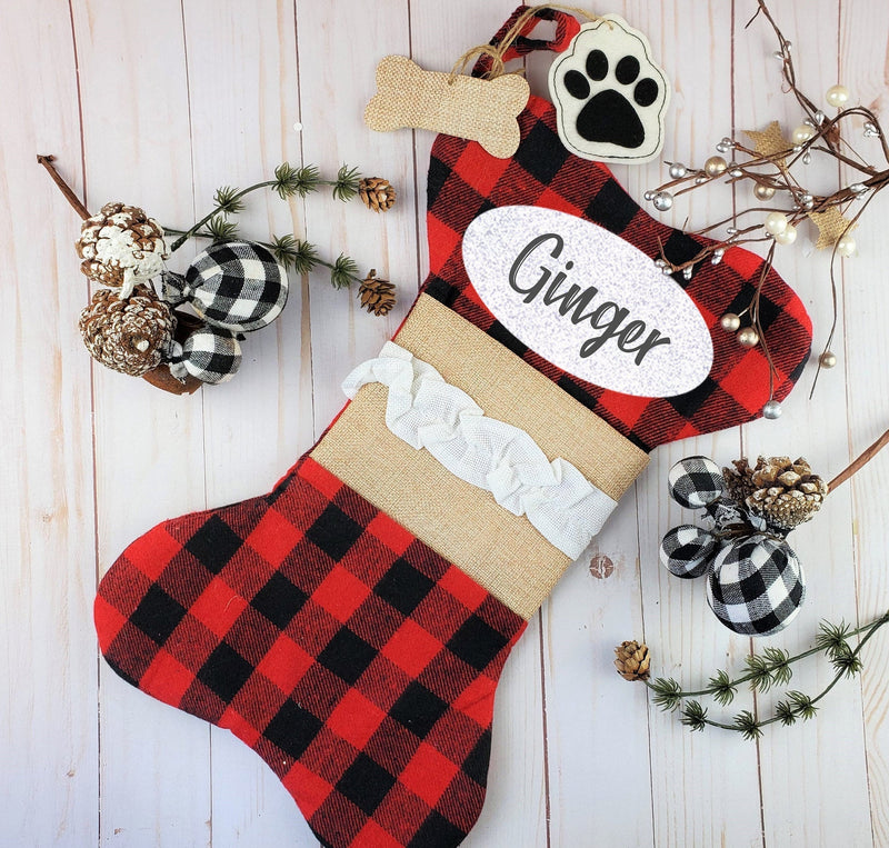 Personalized Stocking | Red Buffalo Plaid - Premium  - Just $29.96! Shop now at Animal Bargain