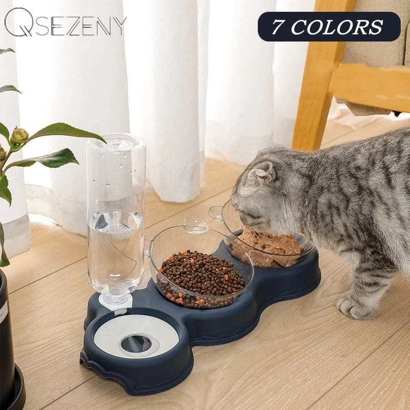 Pet Cat Bowl Automatic Feeder 3-in-1 Dog Cat Food Bowl With Water Fountain Double Bowl Drinking Raised Stand Dish Bowls For Cats - Premium all pets - Just $32.37! Shop now at Animal Bargain