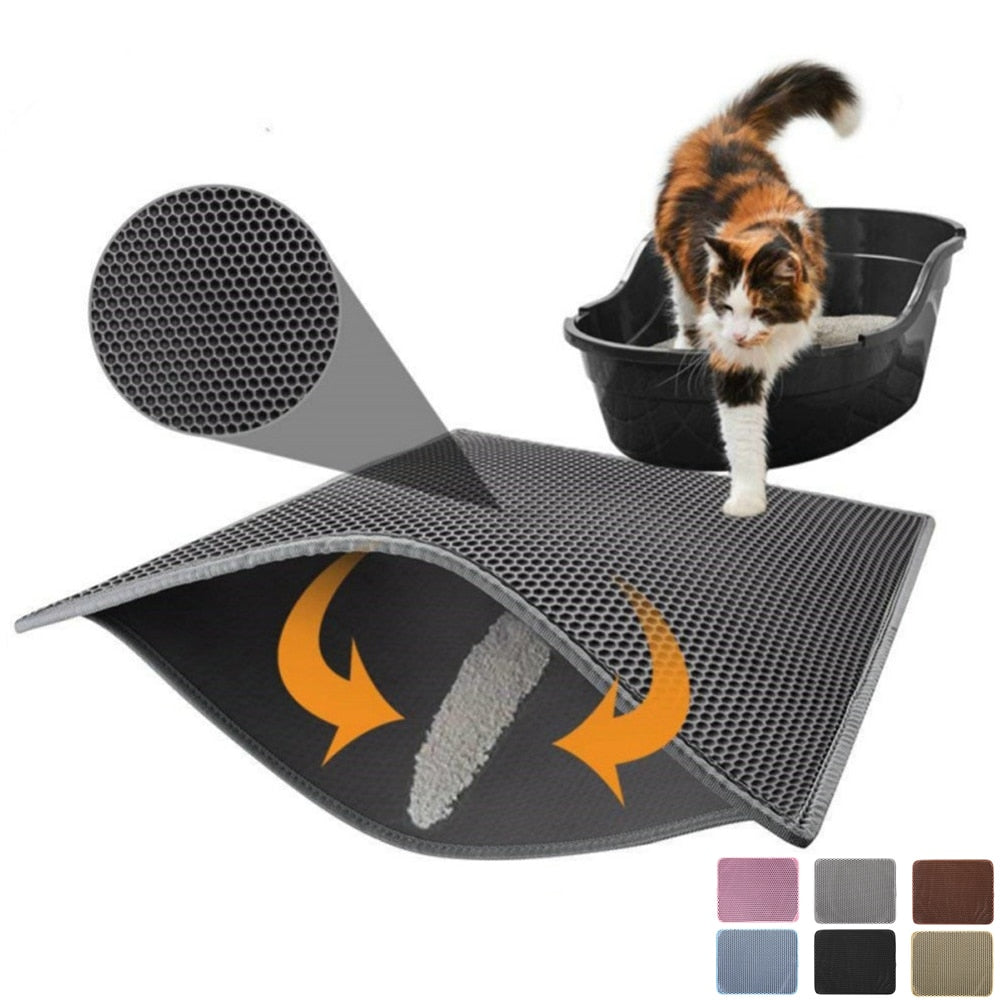 Pet Cat Litter Mat Waterproof EVA Double Layer Cat Litter Trapping Pet Litter Box Mat Clean Pad Products For Cats Accessories - Premium all pets - Just $36.45! Shop now at Animal Bargain