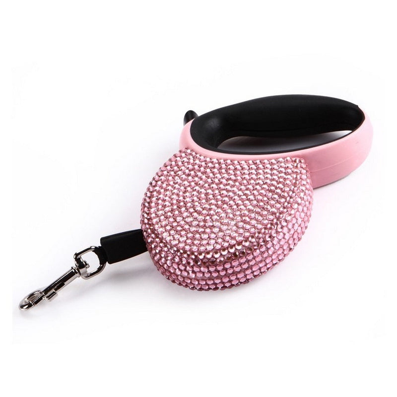 Pet Retractable Leash With Rhinestone Bling Crystal Cat Puppy Dog Lead  Pink Blue 3M Flat Line Drop Shipping - Premium all pets - Just $28.35! Shop now at Animal Bargain