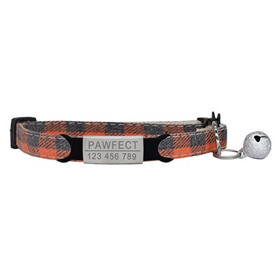 Plaid Cat Collar Personalized ID Small Dog Collars Safety Buckle Free Engraving Adjustable with Bell for Puppy Kittens Necklace - Premium Collars + Leashes - Just $25.65! Shop now at Animal Bargain