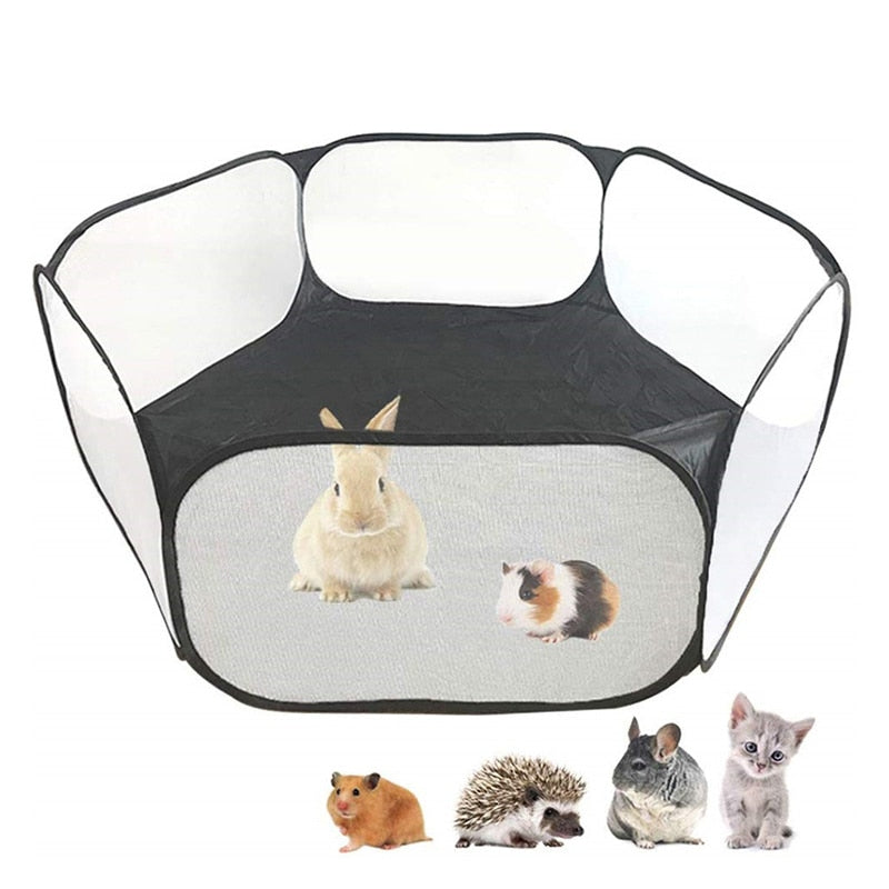 Portable Small Pet Cage Transparent Hedgehog Cage Tent Pet Playpen Open Folding Yard Fence For Dog Hamster Rabbit Guinea Pig - Premium Rabbit + Hamster - Just $17.55! Shop now at Animal Bargain