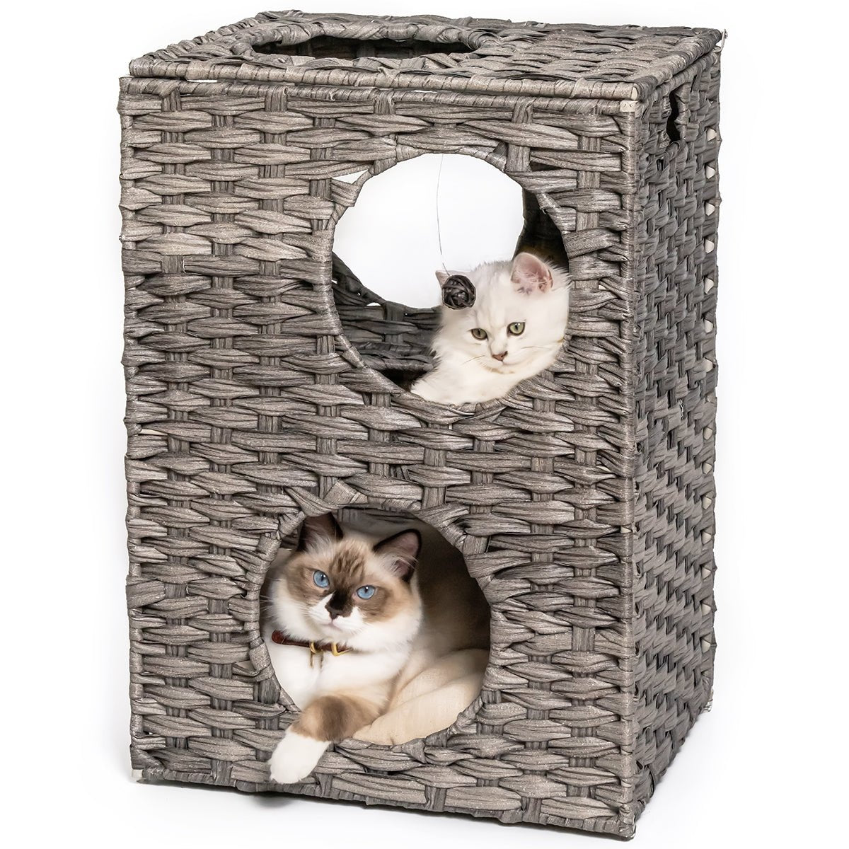 Rattan Cat Litter,Cat Bed with Rattan Ball and Cushion，Grey - Premium  - Just $208.55! Shop now at Animal Bargain