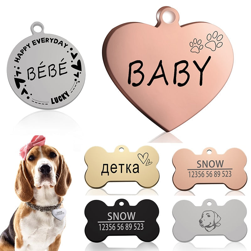 Custom Dog Cat ID Tag Engraved Personalized Pet Collar Charm Name Pendant Bone Keyring Necklace Puppy Accessory Dropshipping - Premium Fish - Just $27! Shop now at Animal Bargain