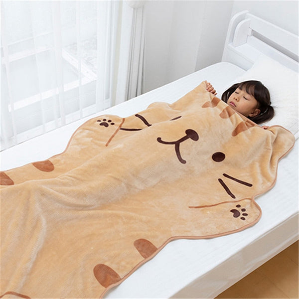 1.5M Cute Brown Cat Flannel Blanket Plush Animals Shape Summer Air Conditioner Sleep Blankets Home Decor for Kids Baby Birthday - Premium all pets - Just $32.40! Shop now at Animal Bargain