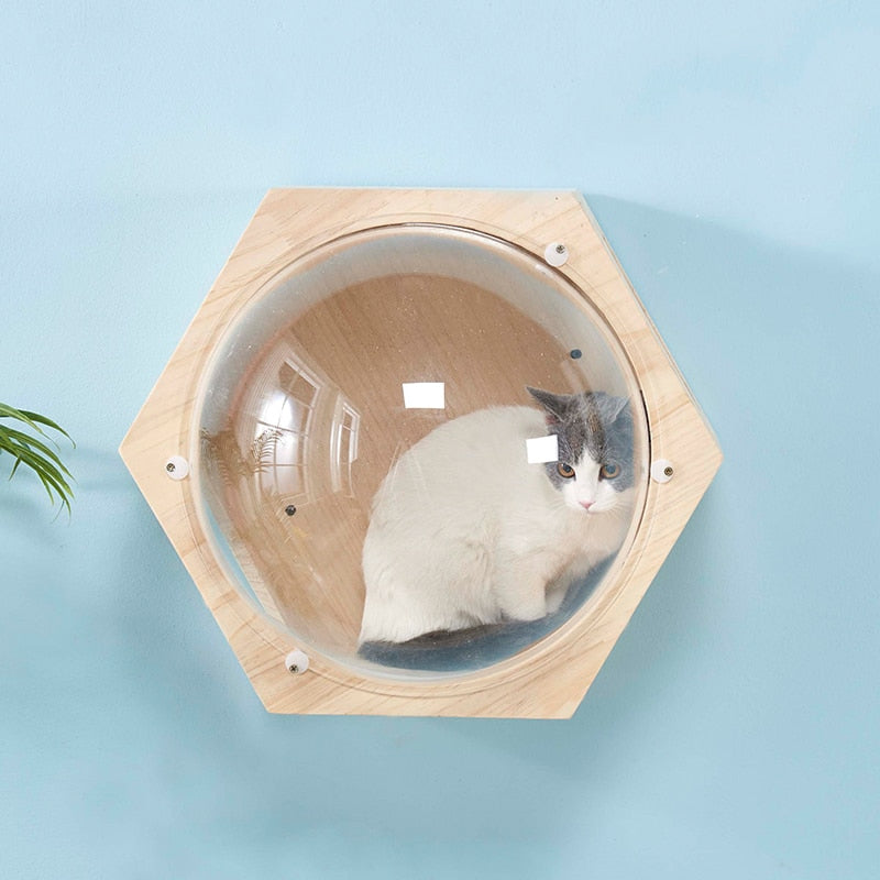 Wall-mounted Cat Climbing Frame Cat Tree Hexagonal Space Capsule Cat Wall Play House Cave Kitten Toy Bed DIY Pet Furniture - Premium all pets - Just $591.30! Shop now at Animal Bargain