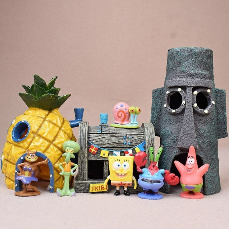 Spongebobs Anime Action Figures Cartoon Mini Dolls Fish Tank Decoration Landscaping Aquarium Accessories Kids Birthday Gifts Set - Premium Fish - Just $28.35! Shop now at Animal Bargain