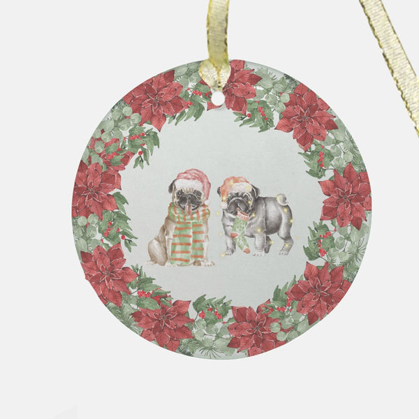 Pug Duo Glass Ornament - Premium  - Just $32.75! Shop now at Animal Bargain