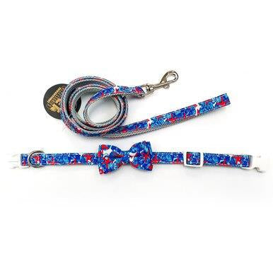 Blue Starfish Dog collar with Bow Tie and Leash Set - Premium  - Just $27.22! Shop now at Animal Bargain