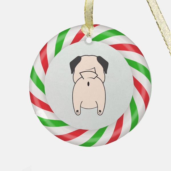 Pug Butt Glass Christmas Ornament - Premium  - Just $32.75! Shop now at Animal Bargain